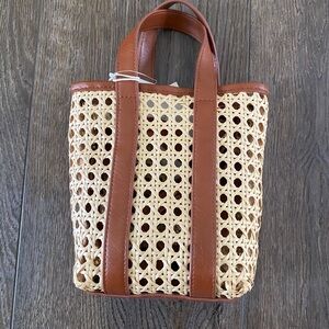 Brown and Cream Woven Tote Bag